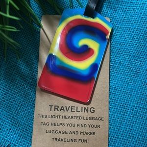 Last one! Spray painted tie dye look luggage tag